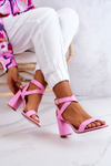 Elegant Sandals On A Block Heel Pink Michele