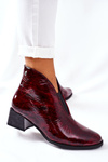 Skórzane Ocieplane Botki Na Obcasie Maciejka 04777-23 Bordo