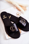 Leather Women's Slippers Nicole 2735 Black