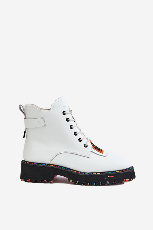 Leather Ankle Boots Women's Zip White Artiker 55C0515