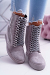 Women's Lu Boo Openwork Suede Grey Clamma Sneakers