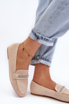 Women's Beige Faux Suede Loafers Ladite