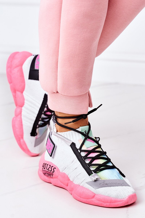 Women's Sports Shoes Sneakers White-Pink Bubble Tea