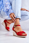 Women's Sandals On Wedge Red Veenus