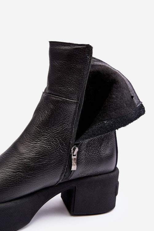 Leather Low Heel Boots Black Lemar Volavola
