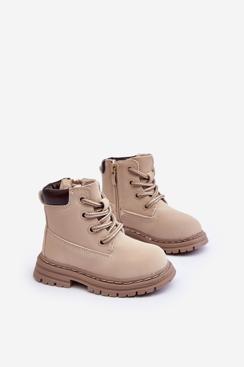 Children's Trapper Boots with Zip Beige Bansi