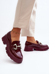 Women's Patent Loafers with Decoration Burgundy Arsaba