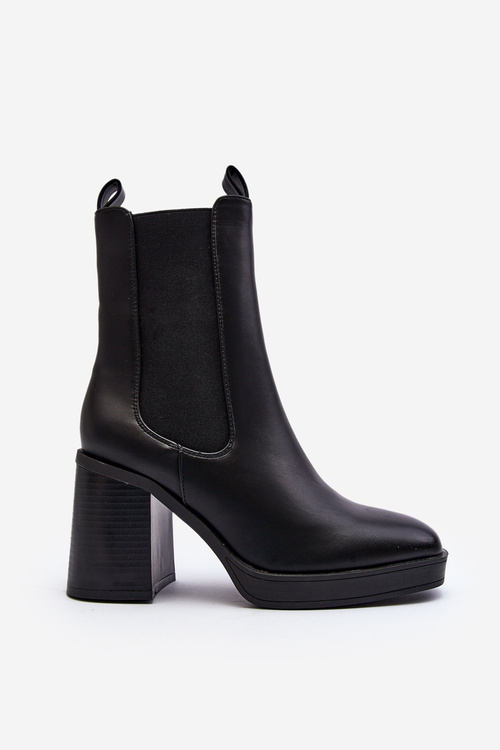 Women's Black Chunky Heel Ankle Boots Piovere