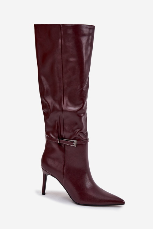 Women's high heel boots with strap Bordeaux Lisanne