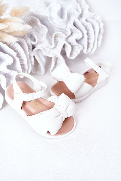 Children's Sandals With Bow White Abbie