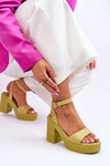 Fashionable Sandals On Massive Heel Lime Karmine