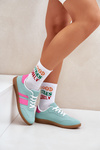 Sneakersy Damskie Niskie Eko Skóra Miętowe Nonalorin