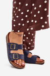 Women's cork platform sandals with buckles navy Vesina