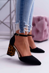 Women's Leopard Print Stiletto pumps Black Ferri