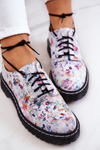 Women's Leather Brogues Oxfords Maciejka 4087A-38 White With Flowers 