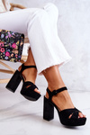 Suede Heeled Sandals Black Semilla