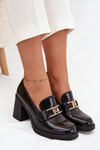 Women's Low Shoes on Heel with Gold Detail Black Privelle