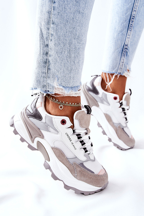 Women's Sport Shoes Cross Jeans White Grey II2R4020C