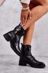 Insulated Leather Snake Boots Black Colira