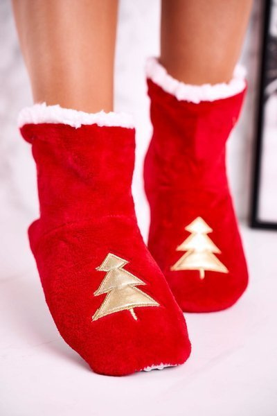 Christmas Insulated Slippers With Christmas Tree Holly