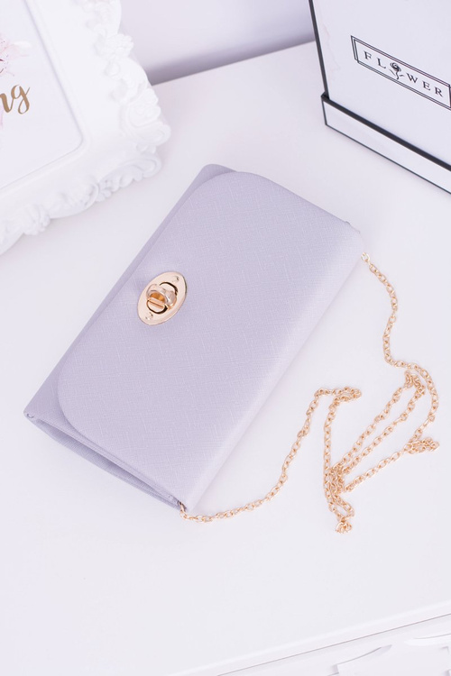 Grey Women's Clutch Bag Gold Plated Hardware