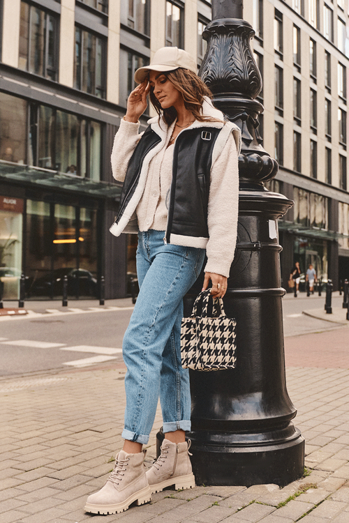 Trapery Botki Ocieplane Zamsz Beżowe Alden A5201-39