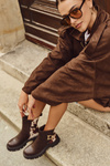 Insulated Ankle Boots Women's With Gold Detail In Patches Brown Priscilla