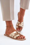 Women's Flat Sandals with Gold Decoration Kavinia