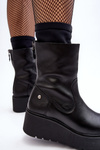 Women's Leather Boots on Thick Platform Maciejka A7161-01 Black