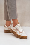 Sneakersy Damskie Platforma Beżowe Annines