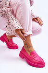 Leather Slip-On Platform Loafers Pink Riverside 