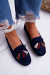 Women's Suede Moccasins Navy Blue S.Barski A199 Mohabe