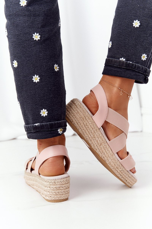 Wedge Sandals With Drawstring Big Star HH274413 Pink