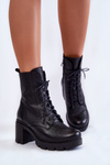 Leather Women's Boots On High Heel Black Rea