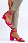  Satin Low Heel Sandals Fuchsia Juliet