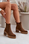 Women's Heeled Boots Made Of Eco Suede Insulated Dark Brown Nevitas