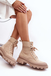 Women's Lace-up Trapper Boots Beige Gordts