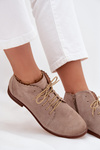 Suede Flat Heel Ankle Boots Cappuccino Zazoo 4078