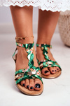 Elegant Sandals With Floral Pattern Green Brooke