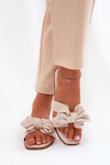 Flat Ladies Slippers With Bow Beige Tobin