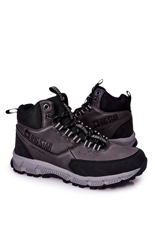 Buty Sportowe Skórzane Wysokie Big Star Czarne II174176