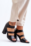 Leather Sandals on Heel S.Barski 80-4 Black