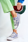 Women's Low Sneakers With Flowers Blue Janey