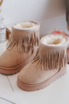Fleece-Lined Snow Boots with Decorative Fringes for Kids Beige Nimia'