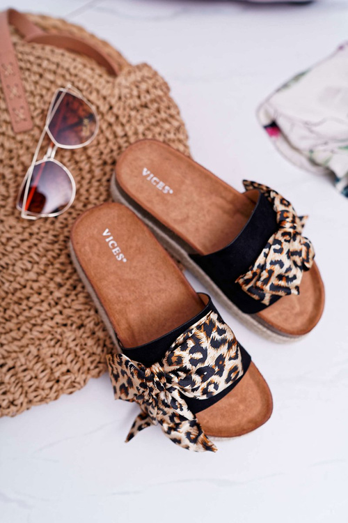 Vices Women's Flip Flops Black Leopard 6275