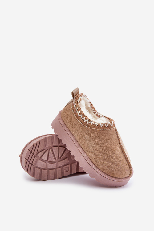 Botki Śniegowce Ocieplane Futerkiem Platforma Beżowe Vilabria