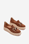Women's Suede Shoes On Platform With Decoration Brown Lewski 3398