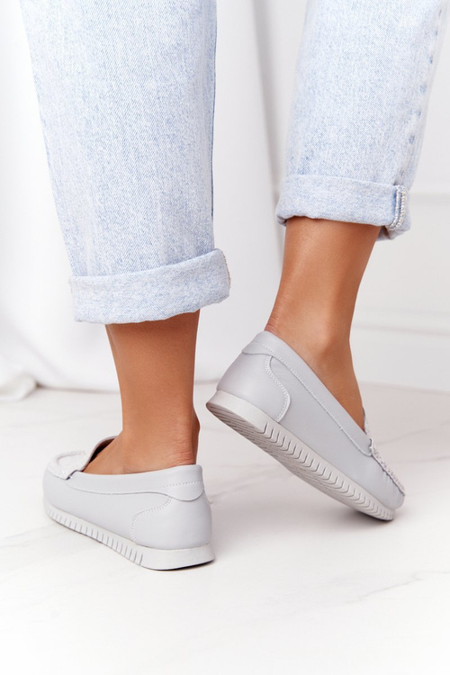 Women's Leather Moccasins S.Barski 97630 Grey