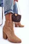 Suede Cowboy Boots On Heel Beige Lotoune 