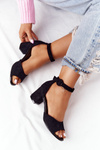 Suede High Heel Sandals Vinceza 23-20100 Black